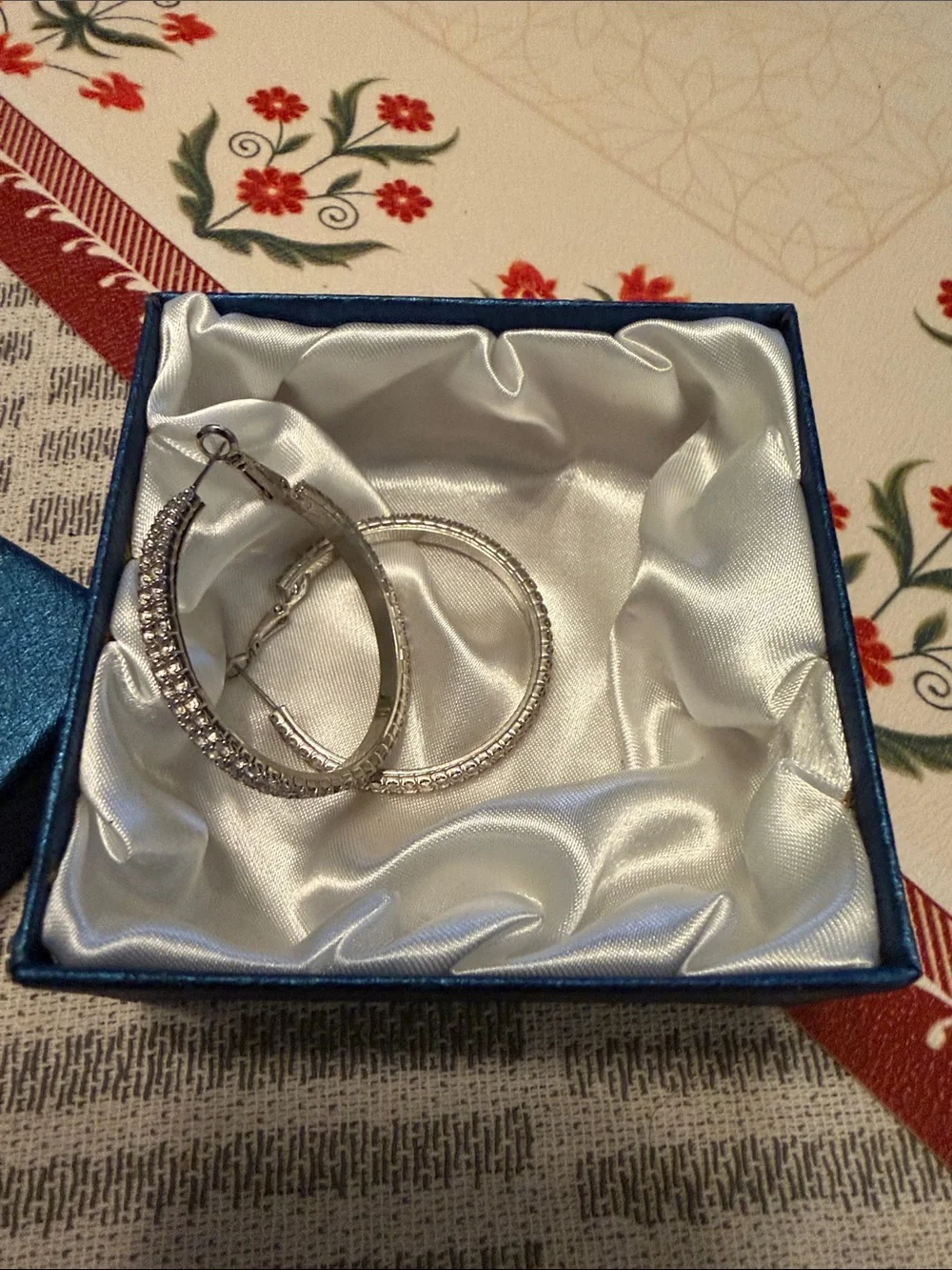 Silver Crystal Hoop Earrings - Sparkling Pavé Design